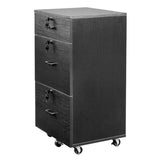 ZUN Black wood grain density board, one small drawer and two large drawers, wooden filing cabinet, 91577582