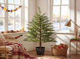 2 Pack 4FT Artificial Potted Trees, Dark Green PE Faux Plants with 342 Open Branch Tips, Black 17839116