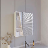 White Medicine Cabinet with Mirrored Door and Open Storage B062P323179