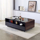 ZUN Smart Table Fridge, Multifunctional Coffee Table, Tempered Glass Table Top and Back Storage W1241122651