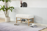 End of Bed Bench with Shelf, Teddy fabric Upholstered Storage Shoe Bench, Modern Bedroom Bench with W2725P237654