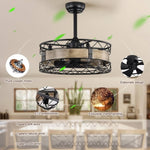 ZUN 20.5" Caged Ceiling Fan 5 ABS Blades with Remote Control,Timer, 3 Speeds Indoor Ceiling Fan for W1592P176226