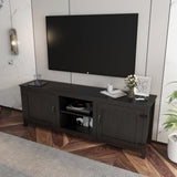 ZUN TV Stand Storage Media Console Entertainment Center,Tradition Black,with doors 49245546