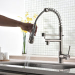 ZUN Commercial Kitchen Faucet with Pull Down Sprayer, Single Handle Single Lever Kitchen Sink Faucet W1932P172269