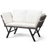 Outdoor Sofa, Woven Rattan Patio Furniture, Convertible Daybed or Double Chair with Adjustable 74062120