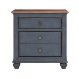 3-Drawer Nightstand, No Assembly Required, Corduroy Blue Finish B108P193084