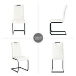 ZUN Modern White PU dining chair living room chair upholstered chair, black metal chair leg design, W210P199101