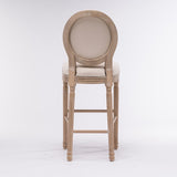 French Country Wooden Barstools With Upholstered Seating , Beige and Natural ,Set of 2 W162290983
