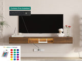 Floating TV Stand Wall Mounted with 16 Color LEDs,63" Modern TV Stand,Floating TV Cabinet W1321P330270
