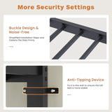 Full Metal Loft Bed with L-shaped Desk, LED Lights, Charging Cradle, LED Loft Bed Frame, Full 88987362