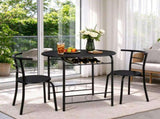 (85x60x76cm) Black Wood Grain PVC Black Painted Breakfast Table and Chair Set 79581060