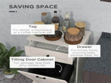 Kitchen Tilt-Out Trash Bin Cabinet, Free-Standing Storage Cabinet with Drawer for Garbage & Utensils 61271073