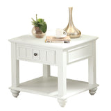 White Washed End Table with Bottom Shelf B062P191044