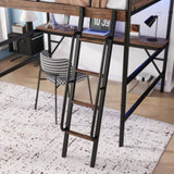 Full Size Metal Loft Bed with Desk, Metal Loft Bed with LED Light and Charge Station,Black W2580P286695