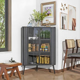 Modern 3-Tier Corner Storage Cabinet with Tempered Glass Doors, Removeable Shelves & Metal Frame W3122P272936