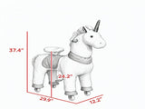 White 37.4" Unicorn Ride-On Horse, Plush Riding Pony with Rolling Wheels for Kids Ages 4-12, Active 62774709
