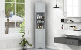 Multi-Functional Corner Cabinet Tall Bathroom Storage Cabinet with Two Doors and Adjustable Shelves, WF530911AAE