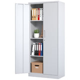 71"H Metal Garage Storage Cabinet, White Tool Steel Locking Cabinet with Doors and 3 Adjustable 82423156