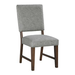 ZUN Walnut Finish Wood Side Chairs Set of 2, Gray Textured Fabric Upholstered Seat and Back Modern B011P196956