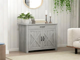 Farmhouse Sideboard Cabinet with Barn Doors & Stone Top, Kitchen Buffet Cabinet with Drawer & 83957721