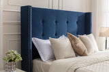 Peyton Upholstered Queen Bed / 54" High Headboard / Traditional Hand Buttoned Tufting / Nailhead B083P152028