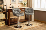 ZUN Glasgow Contemporary Tufted Adjustable Height Hidraulic Bar Stools, Set of 2, Grey T2574P164866