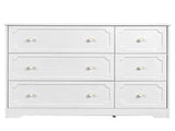 Left 3 Large Drawers Right 3 Small Drawers MDF Painted Drawer Cabinet 42.52*15.75*32.28in White 17224195