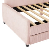 Twin Size L-Shaped Corduroy Daybed,Upholstered Bed Frame with 2 Storage Drawers,Pink N733P171470H