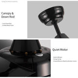 YUHAO 42-Inch 3-Blade Matte Black DC Motor Modern Contemporary LED Ceiling Fan-42 x 42 x 10.34 W1367P183809