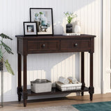 ZUN Series Console Table Traditional Design with Two Drawers and Bottom Shelf 73279163