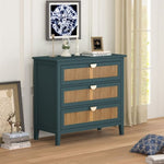 ZUN 3 Drawer Cabinet,Natural rattan,American Furniture,Suitable for bedroom, living room, study W68858063