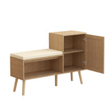 2-in-1 Shoe Storage Bench, Natural Rattan Shoe Cabinet with 2 Adjustable Shelves and Removable Seat W808P212813