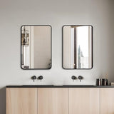 ZUN Black 24x32 INCH Metal Rectangle Barhroom mirror W2203135016