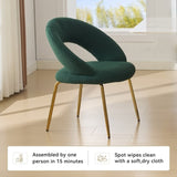 061-Set of 1 Teddy Fabric Chairs With Curved Backrest and Golden Metal Legs for Kitchen or W527P255488