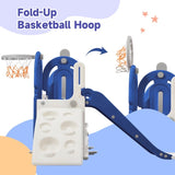 ZUN Toddler Slide and Swing Set 5 in 1, Kids Playground Climber Slide Playset with Basketball Hoop PP297714AAC