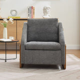 057- Set of 1 Chenille Fabric Modern Upholstered Armchair with Wooden Side Frame , Accent Leisure W527P239828