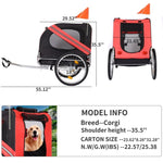 ZUN Dog Bike Trailer, Breathable Mesh Dog Cart with 3 Entrances, Safety Flag, 8 Reflectors, Folding Pet 57543487