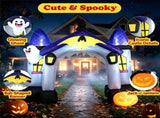 9ft Halloween Inflatable Archway, Ghost Castle Design with Jack-O-Lantern & Bat Banner, 7 LED Light 51644478