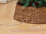 Artisanal Woven Hyacinth Christmas Tree Collar - 28in Espresso Rattan & Wicker Tree Skirt/Base Cover 95800919
