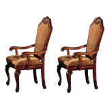ZUN Beige and Cherry Arm Chairs with Arched Backrest B062P189082