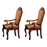 Beige and Cherry Arm Chairs with Arched Backrest B062P189082