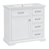 36" Bathroom Vanity Set with Ceramic Undermount Sink, 2 Tip-Out Drawers & Soft-Close Hinges, White W2896P318472