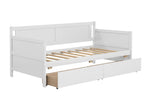 ZUN Daybed with two drawers, Twin size Sofa Bed, Two Storage Drawers for Bedroom,Living Room ,White 23145401