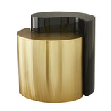 ZUN Ying Yang Modern & Contemporary Style 2PC End Table Made with Iron Sheet Frame in Black & Gold B009140742