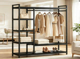 Freestanding Wardrobe Organizer with 6 Shelves & Hanging Rod 39375687