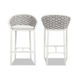Rowan 27.5" Rope Barrel Low Back Patio Counter Stool, Set of 2, Optic White Acrylic B2719P245992