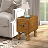 Solid Wood End Table, Rectangle 23.6 inch Narrow Side Table with Drawer, Vintage Bedside Table W1202P176736