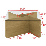 31.5 Inch Glass Coffee, Mid-Century Modern Square Coffee, Living Room Wooden Coffee W2972P277851