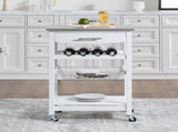 Mobile Rolling Kitchen Island Cart with Stainless Steel Top, Kitchen Trolley with Drawer, Slide-Out 20816904