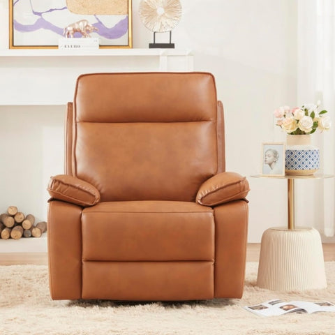 ZUN Electric Power Recliner Chair with USB Port, Oversized Leather Recliner Chairs for Adults, High Back T2694P181963